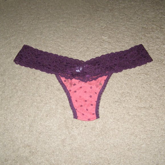 NEW size OS small/med HANKY PANKY lace thong Polka Dot - Picture 2 of 8